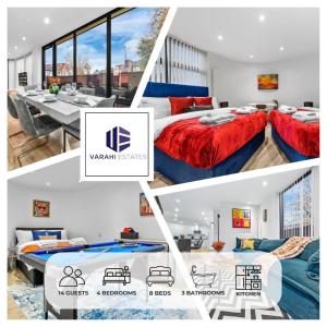 Postel nebo postele na pokoji v ubytování Architectural 4BR Home Games Room, Parking & Contractor Friendly