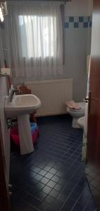 a bathroom with a sink and a toilet at Locazione da nonna Gusta in Vittorio Veneto +28 photos