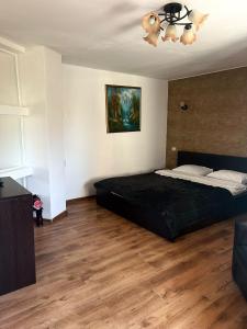 una camera da letto con un letto e un quadro sul muro di Hotel Draculaa Bran a Bran Altre 19 foto