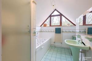 een badkamer met een wastafel en een ligbad bij Gite des étangs de Saint Bale in Vrigne-aux-Bois +116 foto's