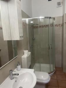 een badkamer met douche, wastafel en toilet bij VILLA AIDA LAKE VIEW in Lavena Ponte Tresa +14 foto's