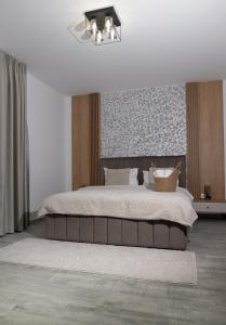 a bedroom with a large bed in a room at Casa de Vacanta Magherus in Topliţa