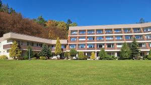 a large building with a lawn in front of it at Apartmán Všemina 300 in Všemina