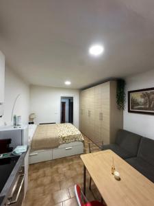 a living room with a bed and a couch at Silver Apartment Milano in Agrate Brianza