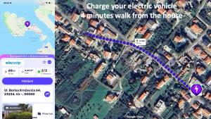a screenshot of a google map with a highlighted route at House between beaches in Vir