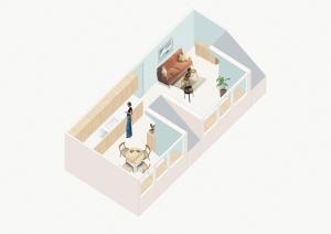 an isometric view of a house at Propice in Le Palais
