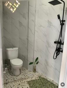 a bathroom with a toilet and a plant in it at Viera Resort in Ngurblut +20 photos