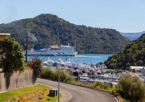 a cruise ship is docked at a harbor at Great getaway in Picton