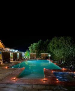 a large swimming pool at night at Centre point jawai in Bīsalpur