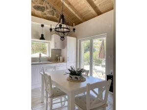 a kitchen with a white table and chairs at Private Hideaway in ut Island in Otočić Svršata Mala