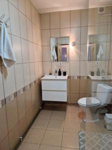 a bathroom with a sink and a toilet at COM Home Floresti - Free Parking - 24h Self check-in in Floreşti +3 photos