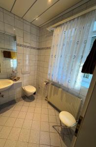 un bagno con un water e un lavandino di Gästehaus Stögmüller ad Asten Altre 21 foto