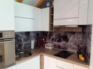 Kuchyň nebo kuchyňský kout v ubytování Apartment King