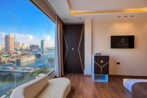 a hotel room with a view of the city at Casa Figueroa - Boutique Hotel- Adults Only in Cairo
