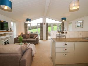 a kitchen and living room with a couch and a table at The Hedgerows - Hillview Lodges in Kidderminster