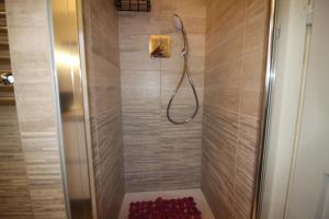 a shower with a shower head in a bathroom at VISTA BELLA am Gardasee in San Zeno di Montagna +20 photos