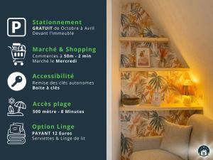 a sign for a store with a chair and a room at Bleu Horizon in Berck-sur-Mer