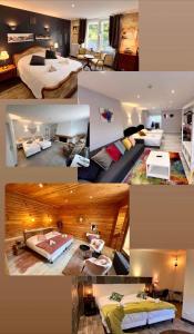 un collage di foto di una camera d'albergo di Le Clos Joli a Haybes