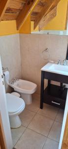 a bathroom with a toilet and a bidet and a sink at Patagonia Adriano in Caviahue +18 photos