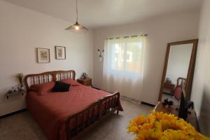 a bedroom with a bed and a large mirror at Mare è Muntagna in Mignataja
