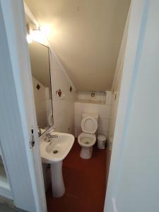 a small bathroom with a sink and a toilet at Mi casa es tu casa in La Serena