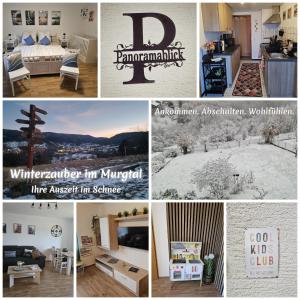 een collage van foto's van een woonkamer bij Panoramablick Bermersbach in Forbach