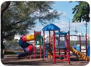 a park with a playground with a slide at Casa Completa Cómoda en el Sur in Santa Gertrudis