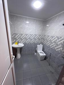 a bathroom with a toilet and a sink at Villa Qecres in Küpçal +7 photos