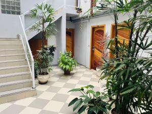 a house with a checkered floor and plants at Missouri Hotel in São Paulo