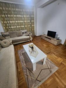 a living room with a couch and a coffee table at Vaikiki Apartman LM in Novi Pazar