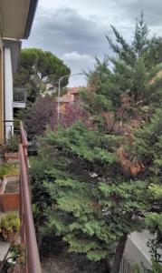a view from the balcony of a house with trees at Casa venturini in Imola