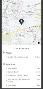 a screenshot of the google maps app with a map at Central Paradise Vacation Rental in Christ Church