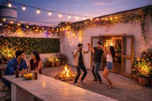 a group of people dancing in front of a bar at Da Sukoon in Pachār