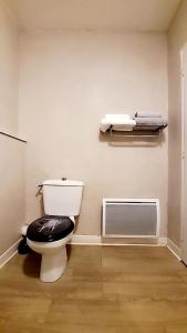 a bathroom with a toilet and a air conditioner at Apparemment Nawé in Tarbes +12 photos
