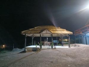 un gazebo con tetto di notte di Cabaña Rincón del Aarón a Ciudad Lujan de Cuyo Altre 3 foto