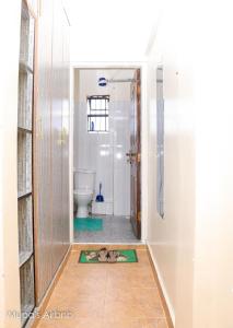 a bathroom with a shower and a toilet at Mupa Luxury Condo IV BnB in Nyahururu