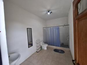 een badkamer met een toilet, een wastafel en een douche bij Casa Fiorella 