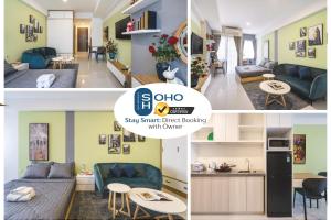 a collage of photos of a living room and a kitchen at SAIGON HOMEY - SOHO RESIDENCE - Official Comfort in the Heart of District 1 in Ho Chi Minh City +6 photos