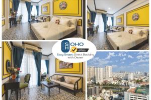 a collage of two pictures of a hotel room at SAIGON HOMEY - SOHO RESIDENCE - Official Comfort in the Heart of District 1 in Ho Chi Minh City