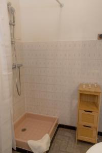 a bathroom with a shower and a bath tub at Hôtel Restaurant Sole e Monte in Cuttoli-Corticchiato