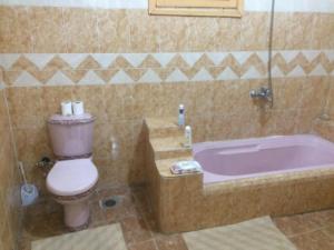 a bathroom with a toilet and a bath tub at Sphinx in Al Karnak +23 photos