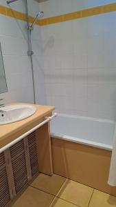 un bagno con lavandino e vasca da bagno di eurl l'ABRICOTIER a Saint-Macaire