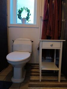a bathroom with a toilet and a window at Hus Fee in Fredriksberg +47 photos