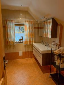 a small kitchen with a sink and a window at Bioblockhaus Katschberg in Katschberghöhe