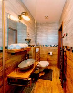 un bagno con lavandino e WC di Chata MartinSki Martinske hole a Martinské Hole