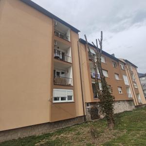an apartment building with a tree in front of it at Apartman VALE in Županja