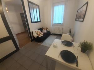 an aerial view of a living room with a sink at Elise en plein coeur de la ville in Saint-Étienne +11 photos