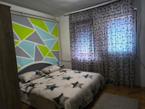 una camera da letto con un letto e una finestra di Jednosoban stan centar Ela, a Pirot