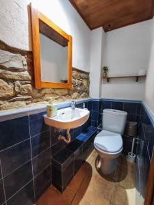 a bathroom with a sink and a toilet at Casa Escola in La Pobla de Segur +28 photos