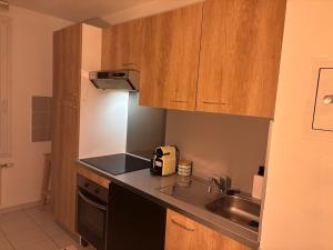 a kitchen with a sink and a counter top at L'appartement du Château in Pfastatt +3 photos